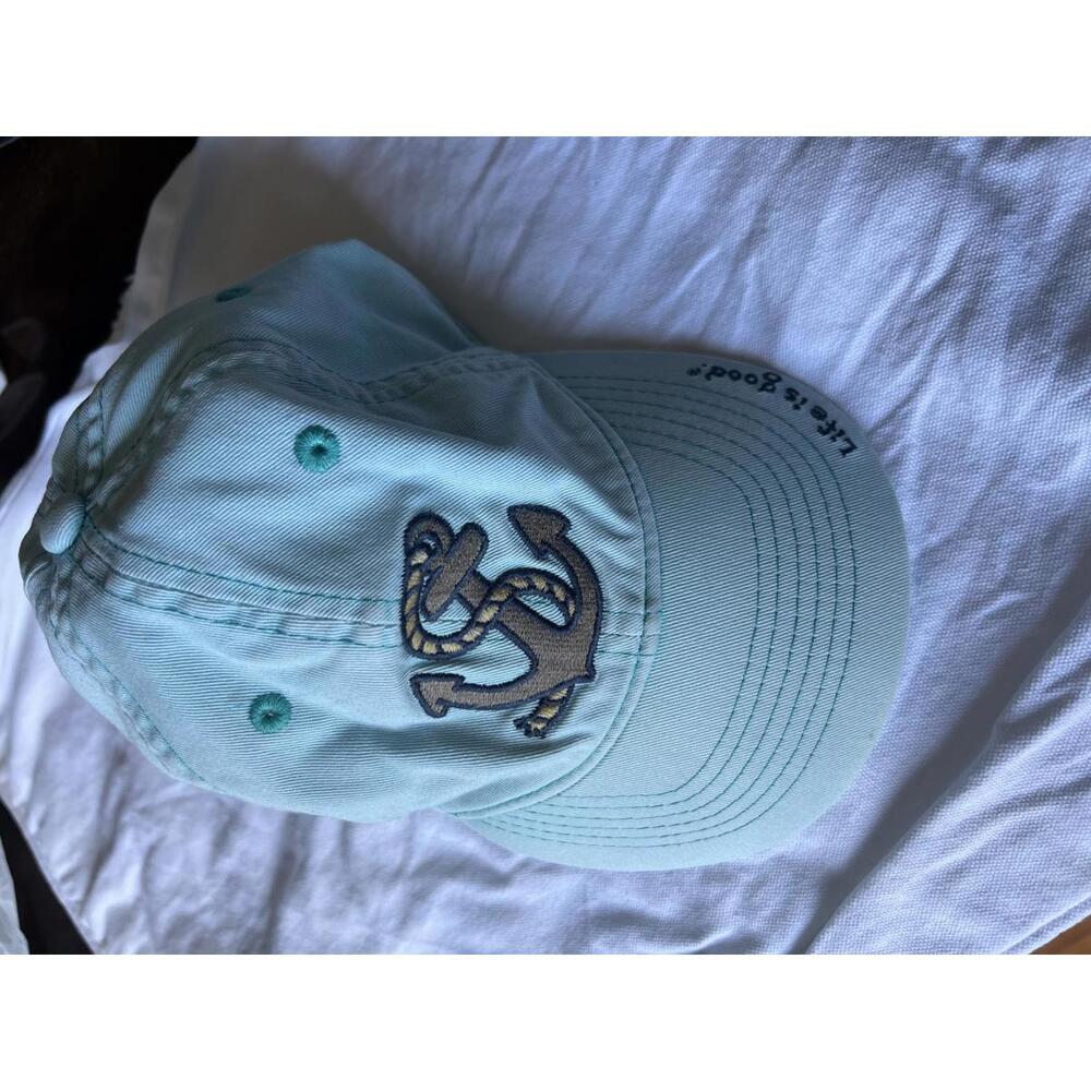Life is Good Light Turquoise Blue Adjustable Baseball Cap with Anchor Logo